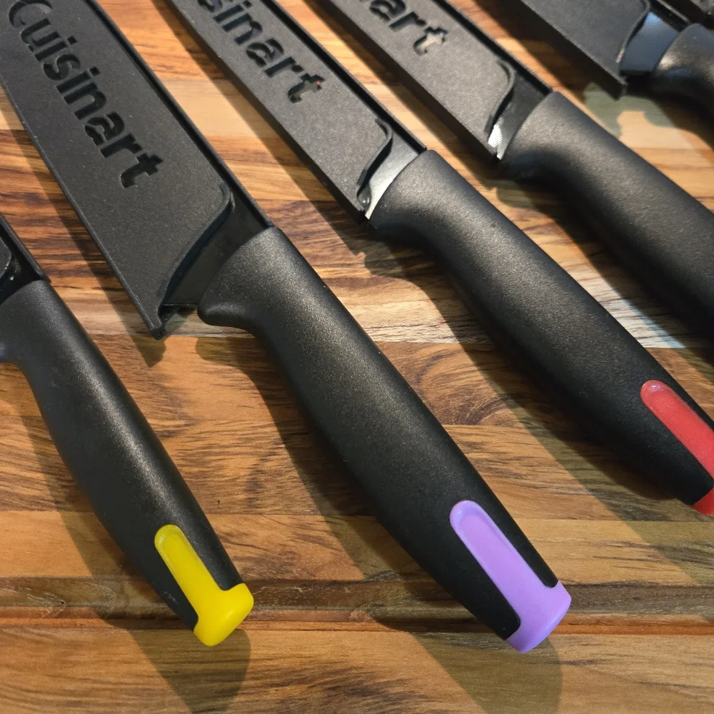 Cuisinart C55-7PCE Ceramic Coated Cutlery Set Color End Caps Kitchen Knives 6 PC